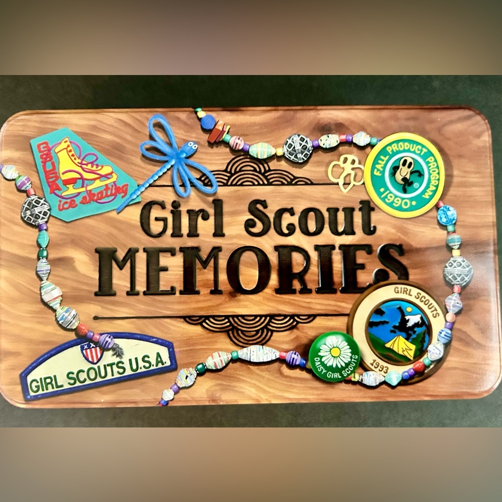 Girl Scout of America Memory Metal Tin Box Empty GSA 2022